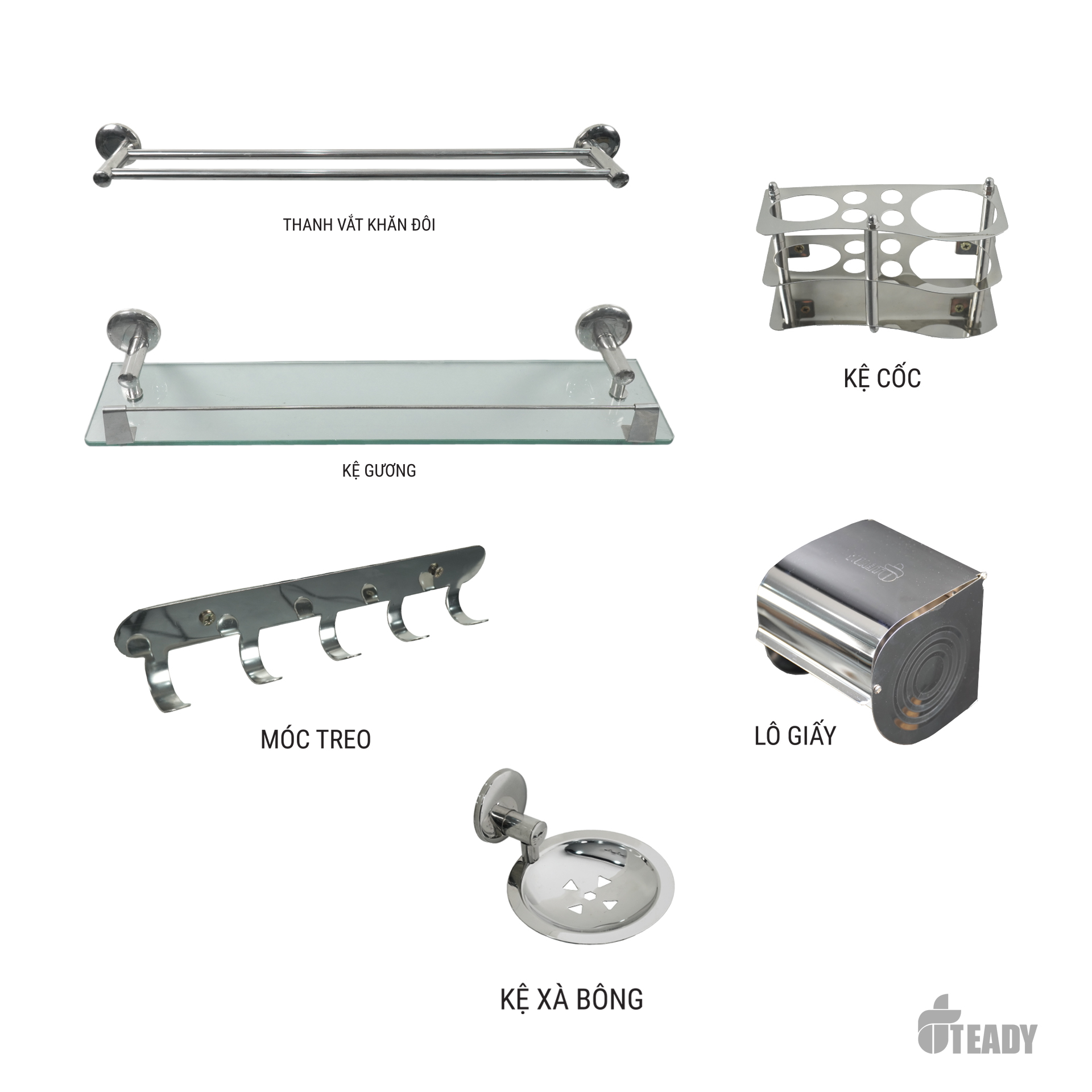 Bộ Phụ Kiện Phòng Tắm INOX 304 Bóng PKG004
